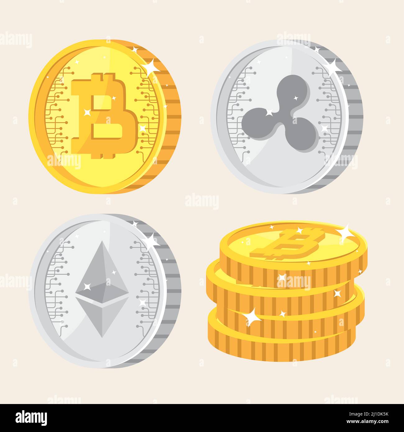 four cryptocurrency coins icons Stock Vector Image & Art - Alamy
