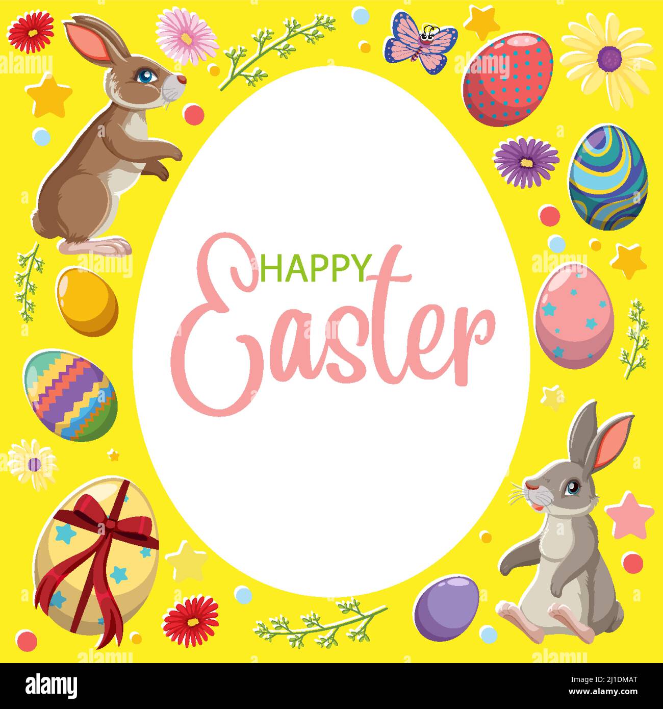 Happy Easter design with bunny and egg illustration Stock Vector Image ...