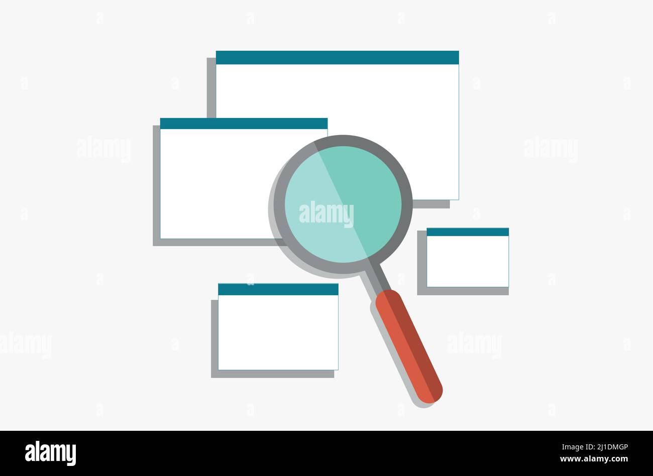 Website SEO, search engine optimization, analysis and process flat vector Stock Vector