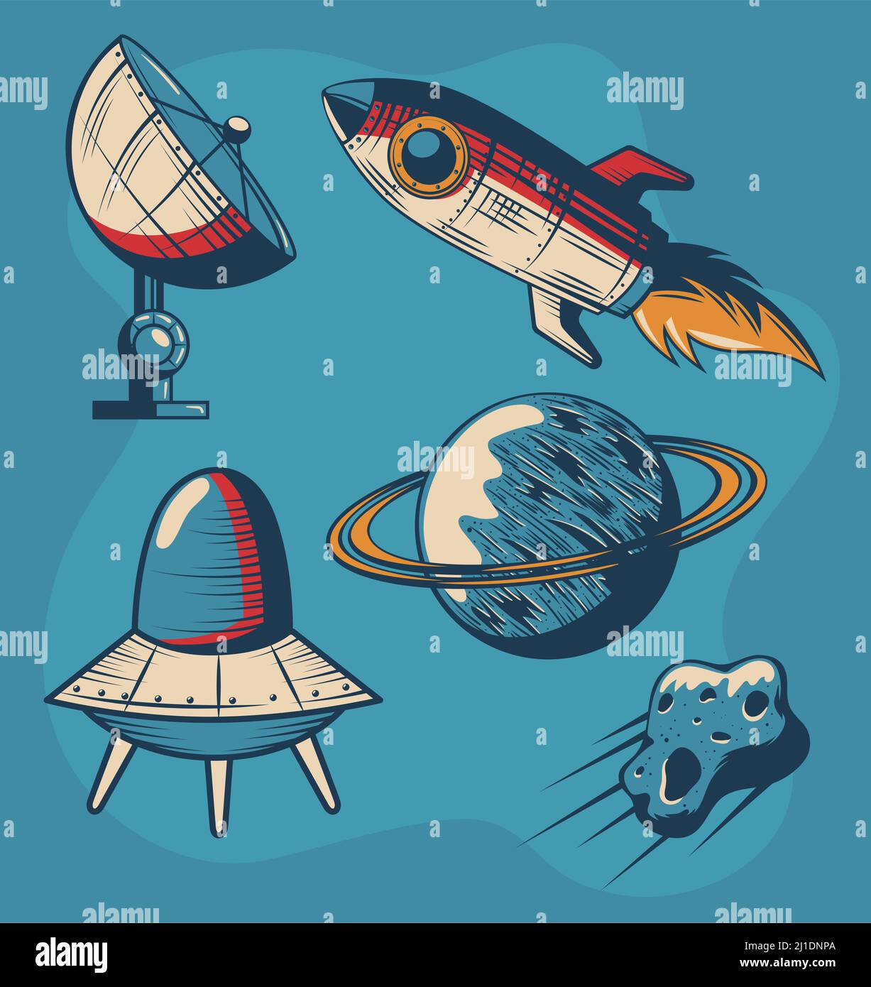 five space outer icons Stock Vector