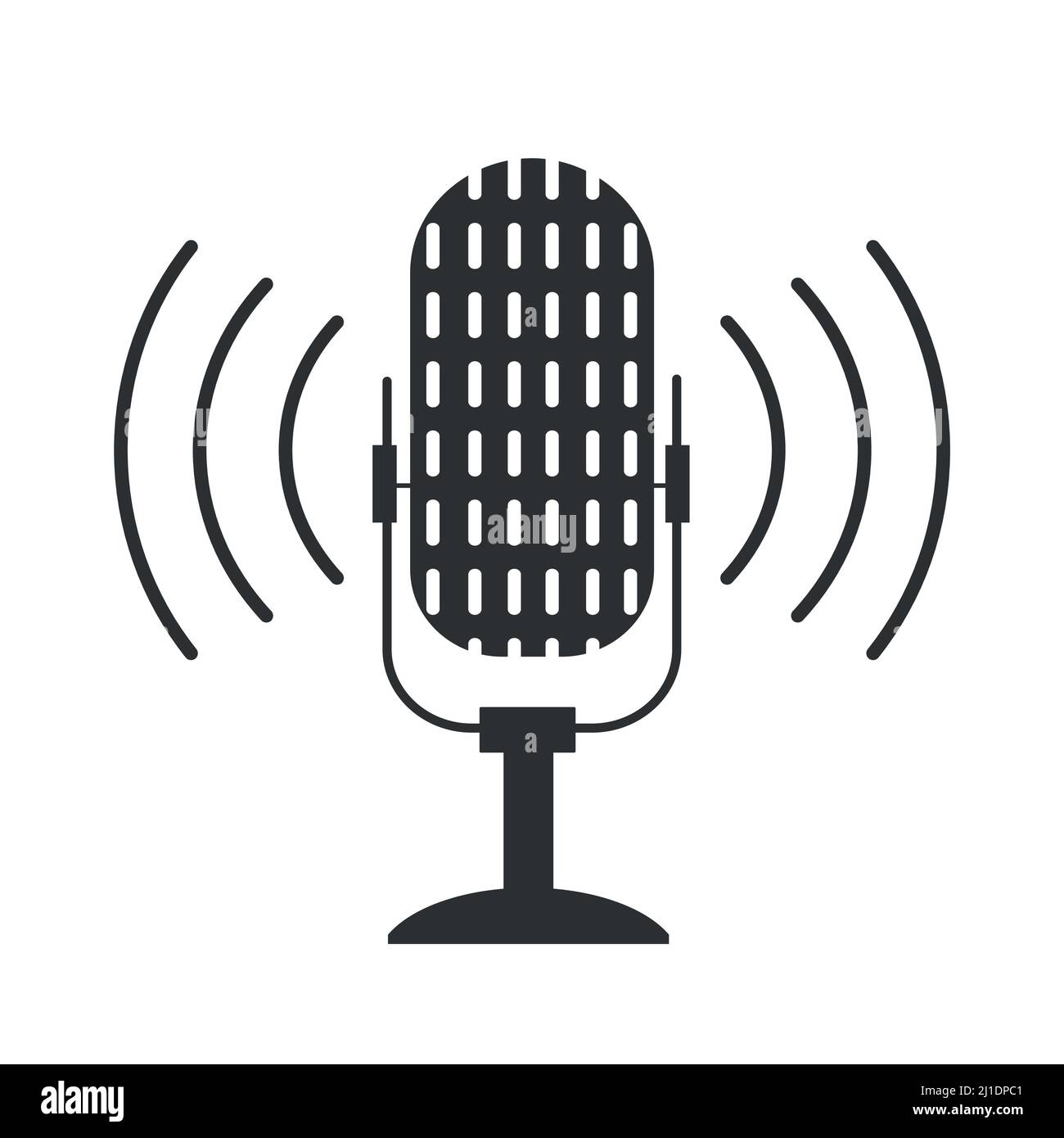 Icono de micrófono de podcast. Performance,: vector de stock