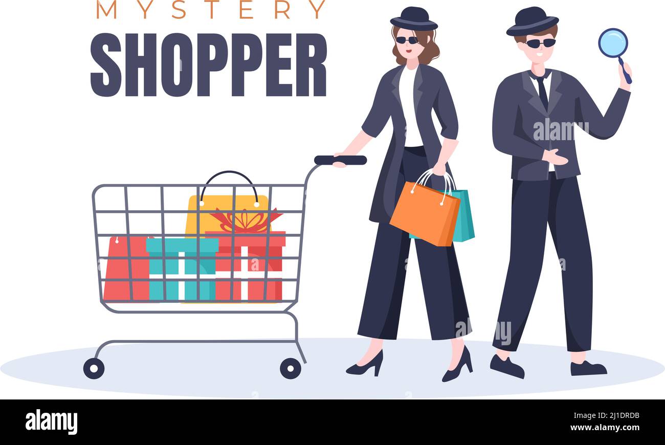 Mystery Shopper with Bags in Sunglasses, Magnifier, Spy Coats and Hats