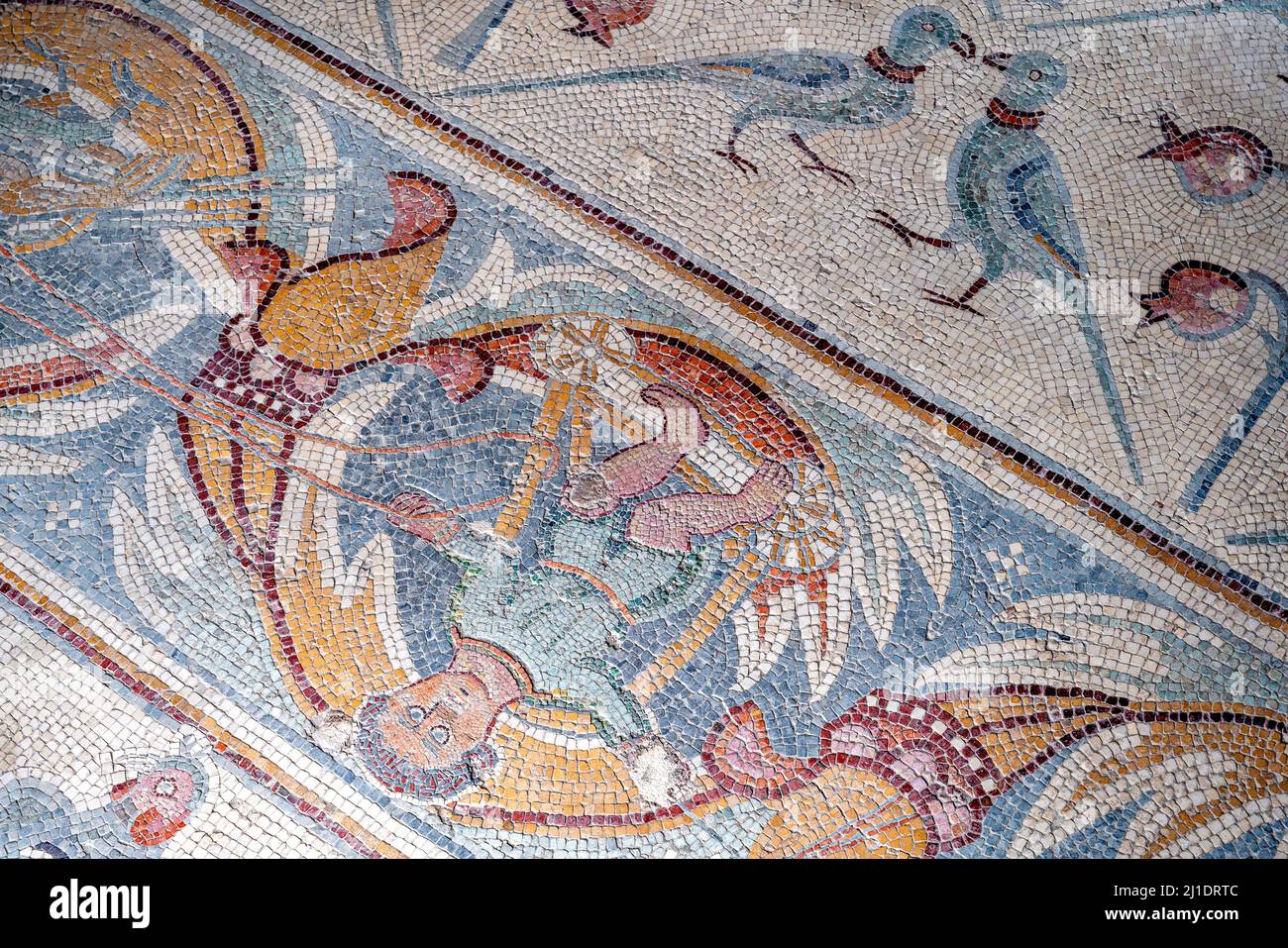 A Colourful Mosaic at The Church of The Apostles, Madaba, Jordan. Stock Photo