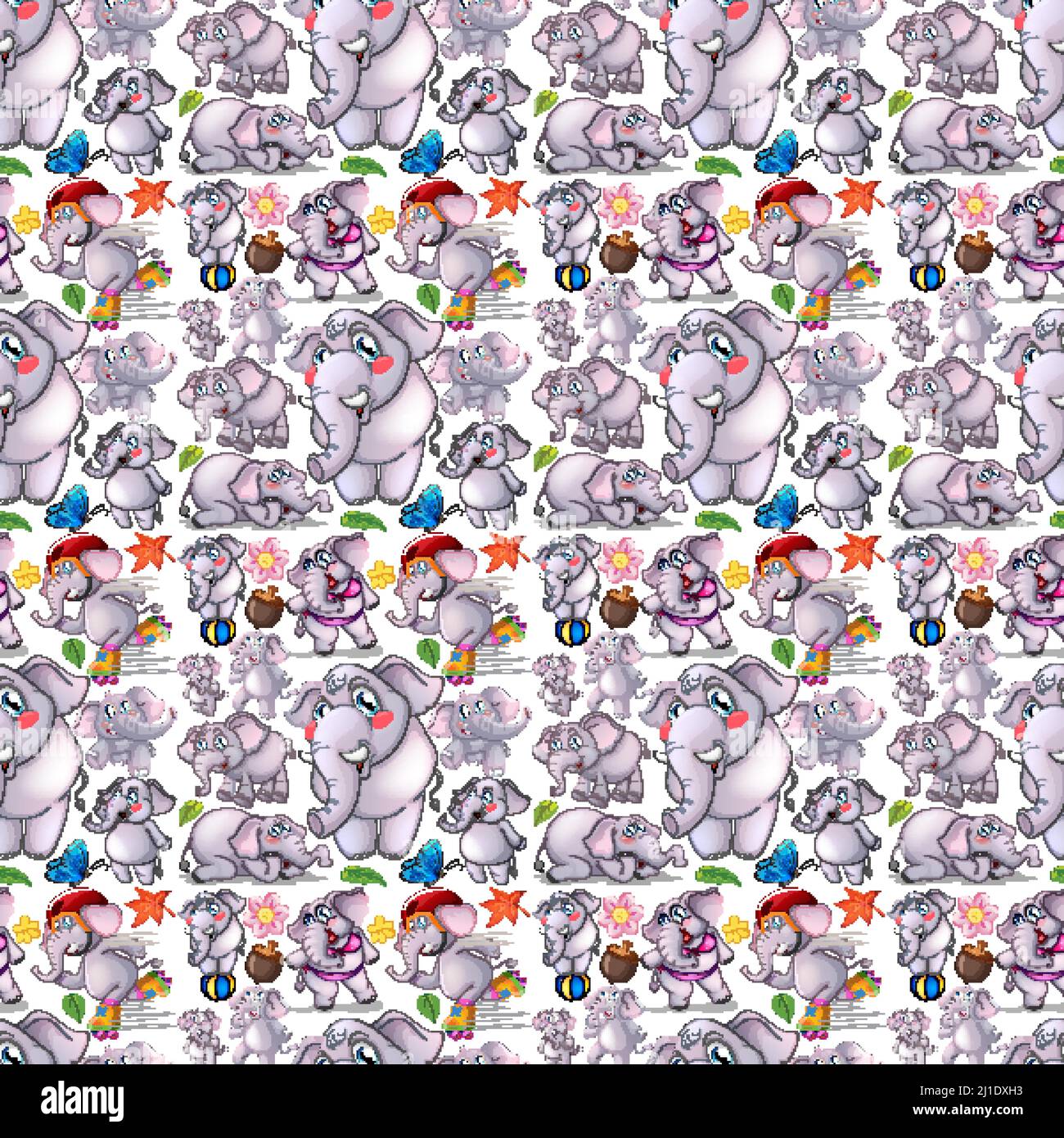 Seamless background with gray elephants illustration Stock Vector Image ...