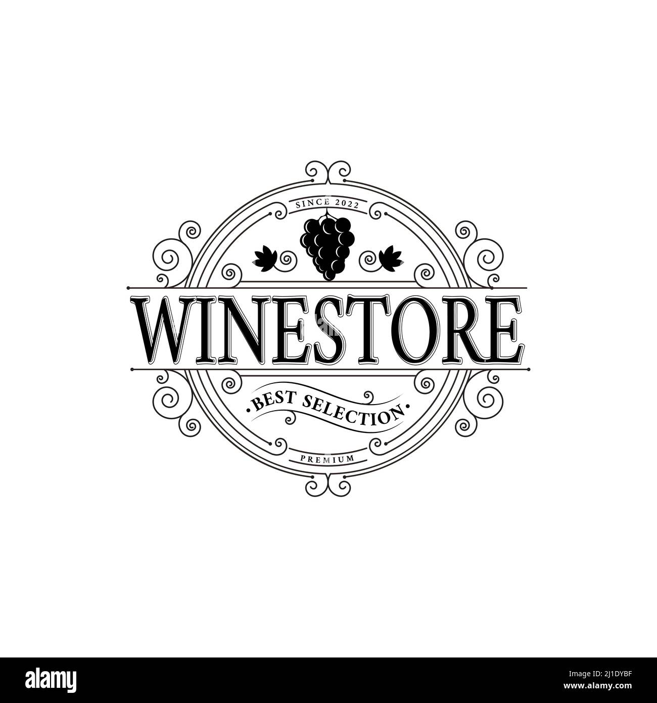 Premium wine label vintage logo, vector illustration, emblem design, wine shop Stock Vector