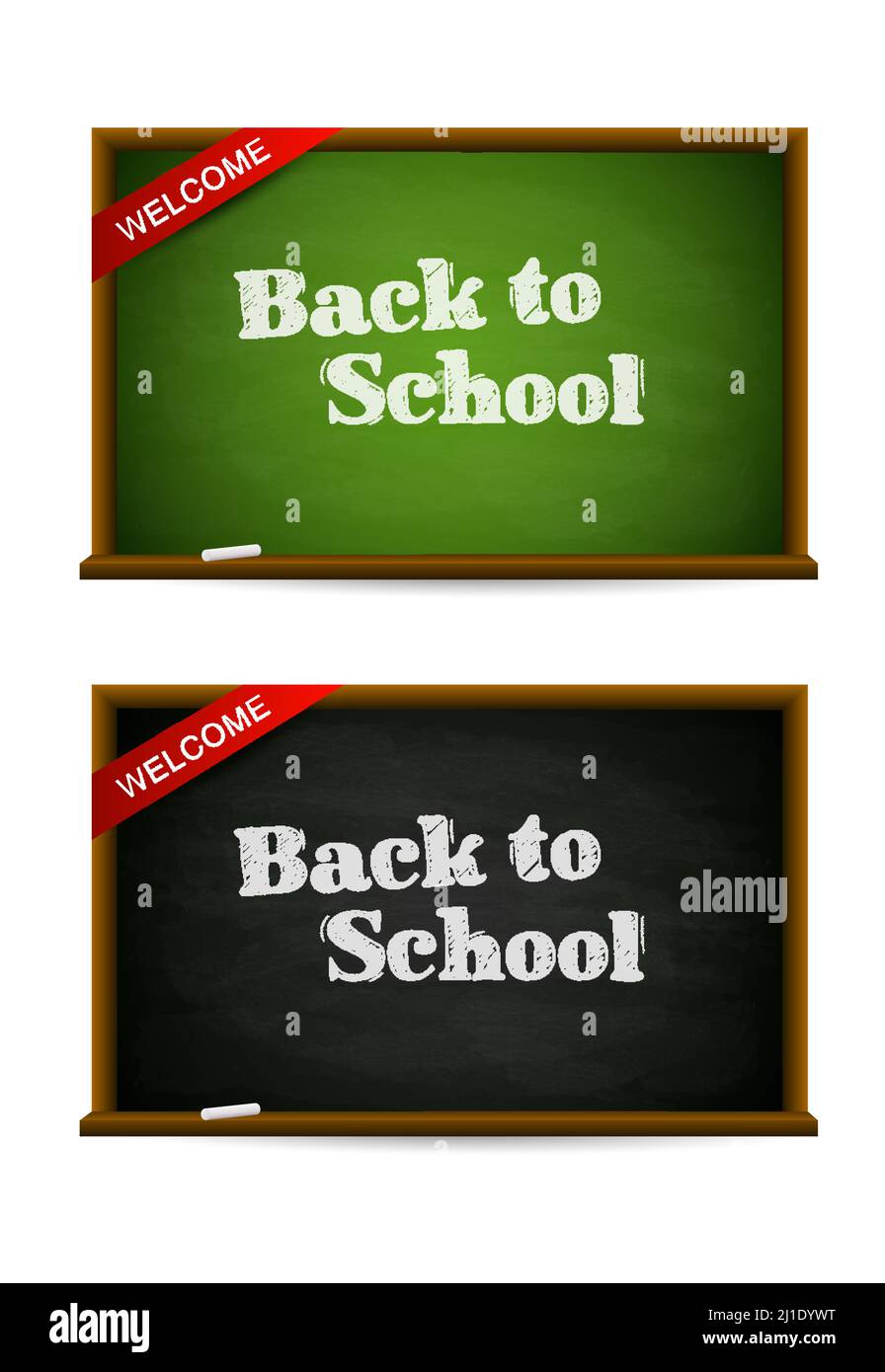Green and black school boards vector illustration. Back to school, classroom, study. Education concept. Vector illustration can be used for topics lik Stock Vector