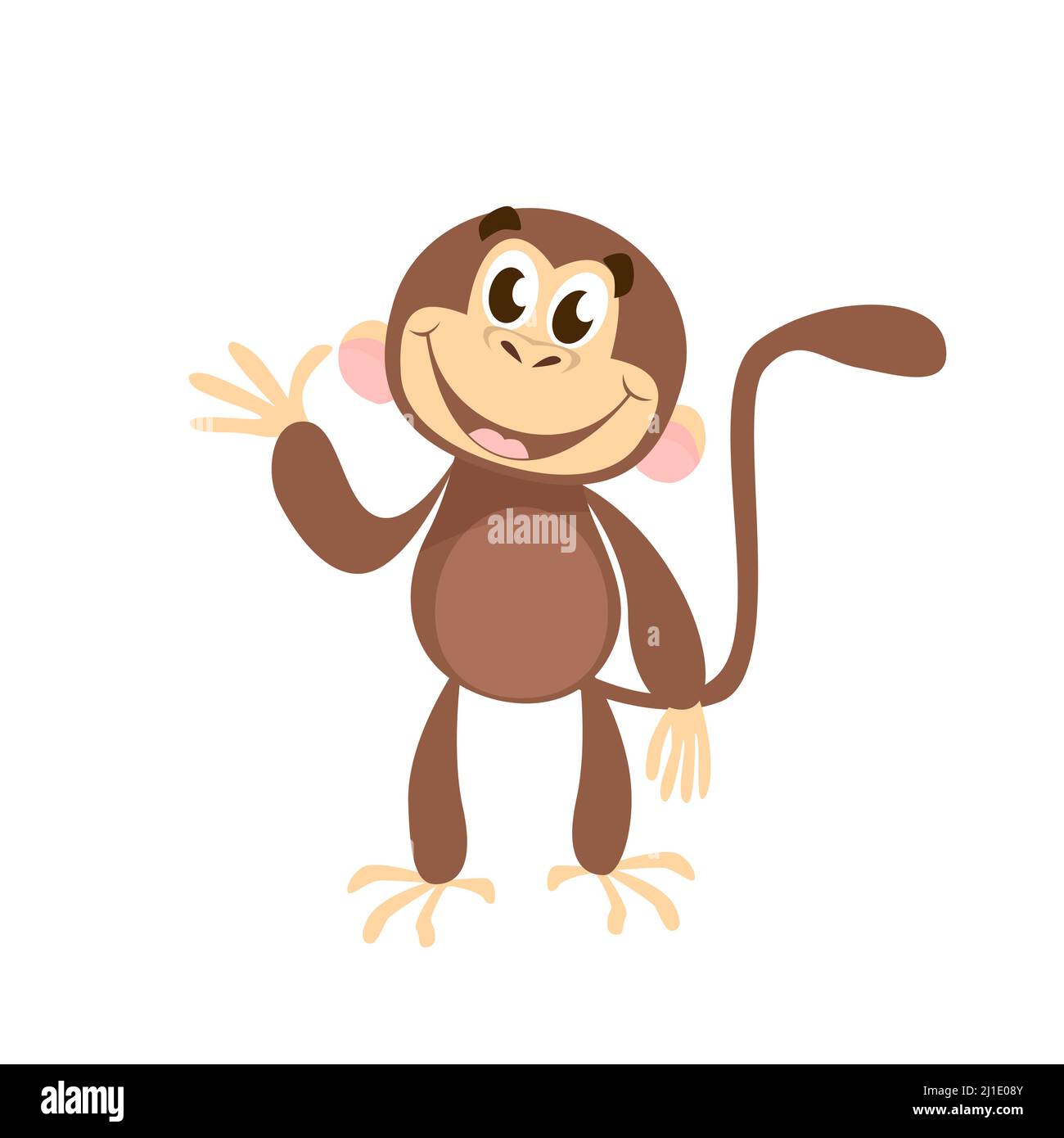 Cheerful monkey waving hand. Greeting, fun, happiness. Holiday concept.  Vector illustration can be used for topics like animals, communication,  friend Stock Vector Image & Art - Alamy