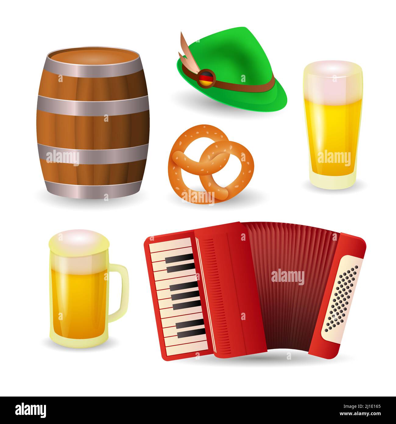 Beer festival symbols in Germany. Collection for Oktoberfest. Can be used for topics like Bavarian culture, party, national celebration Stock Vector