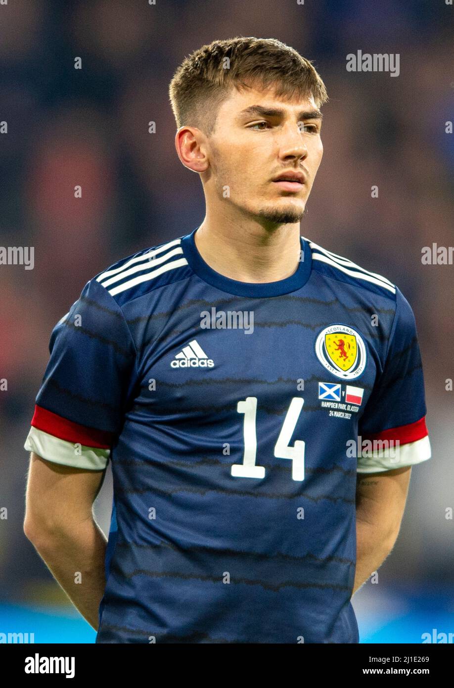 Glasgow, UK. 24th Mar, 2022. Billy Gilmour of Scotland during the
