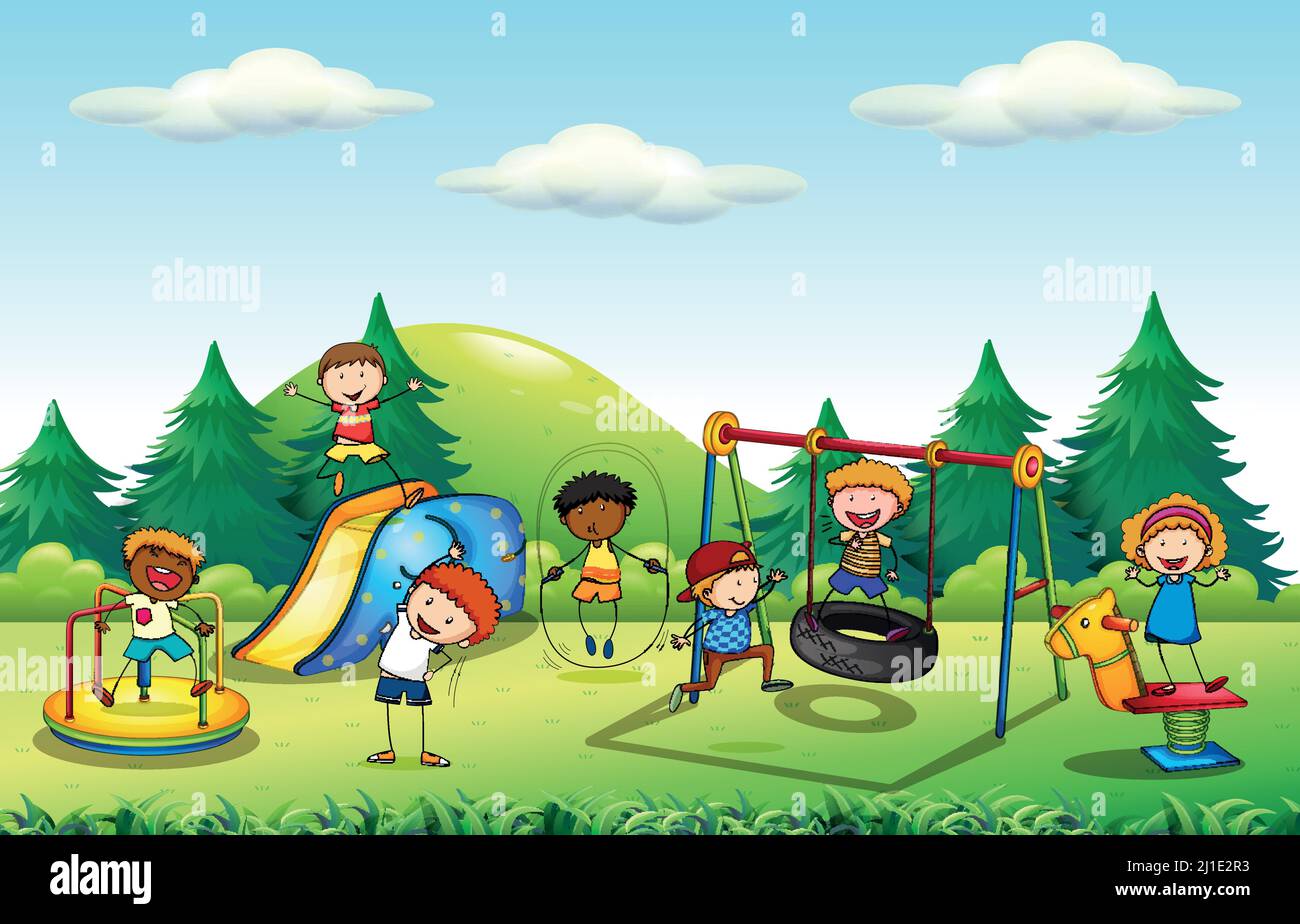 Children Playing Outside Vector Illustration Stock Vector, 51% OFF