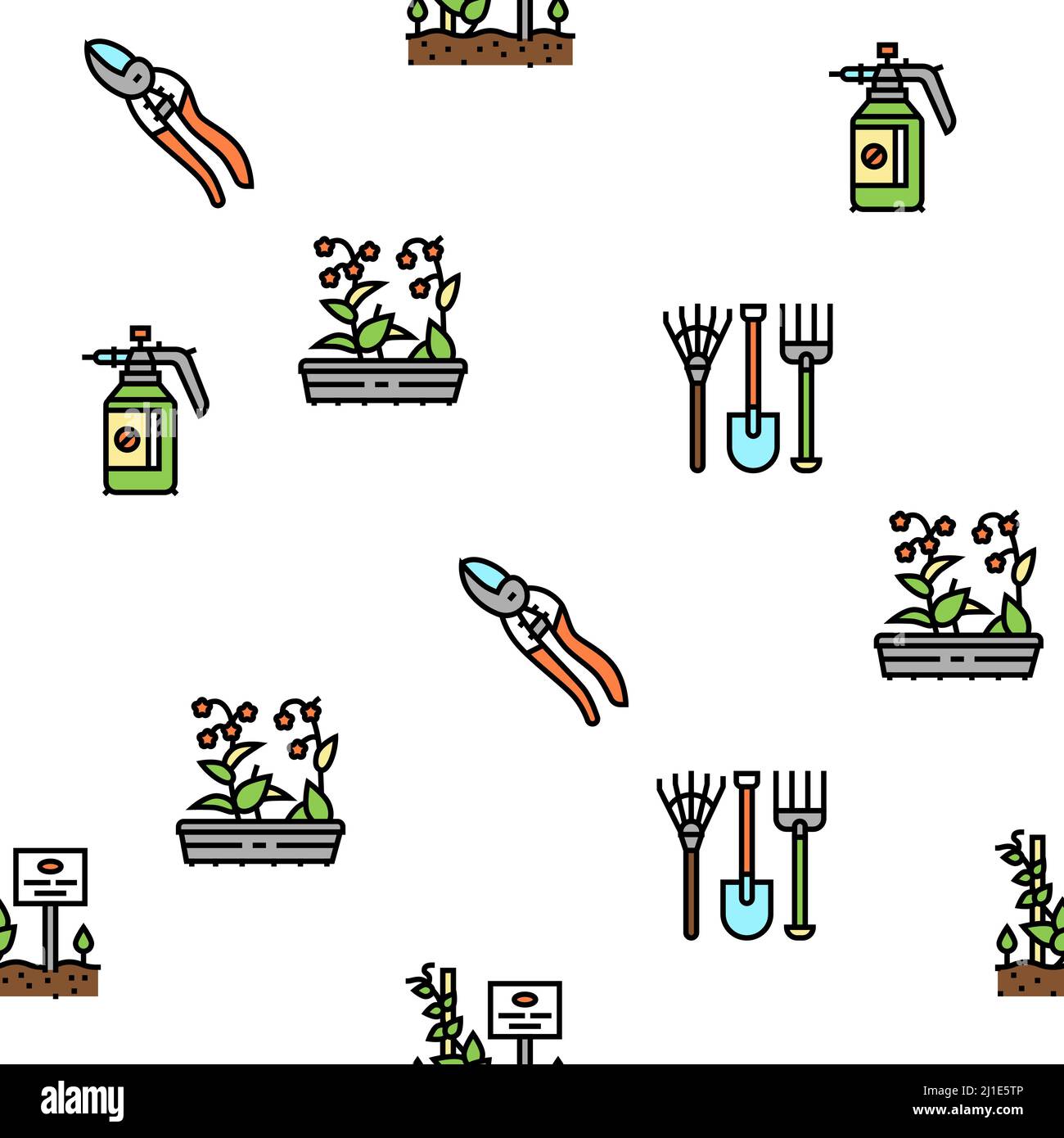 Gardening Equipment Collection Icons Set Vector Stock Vector Image ...