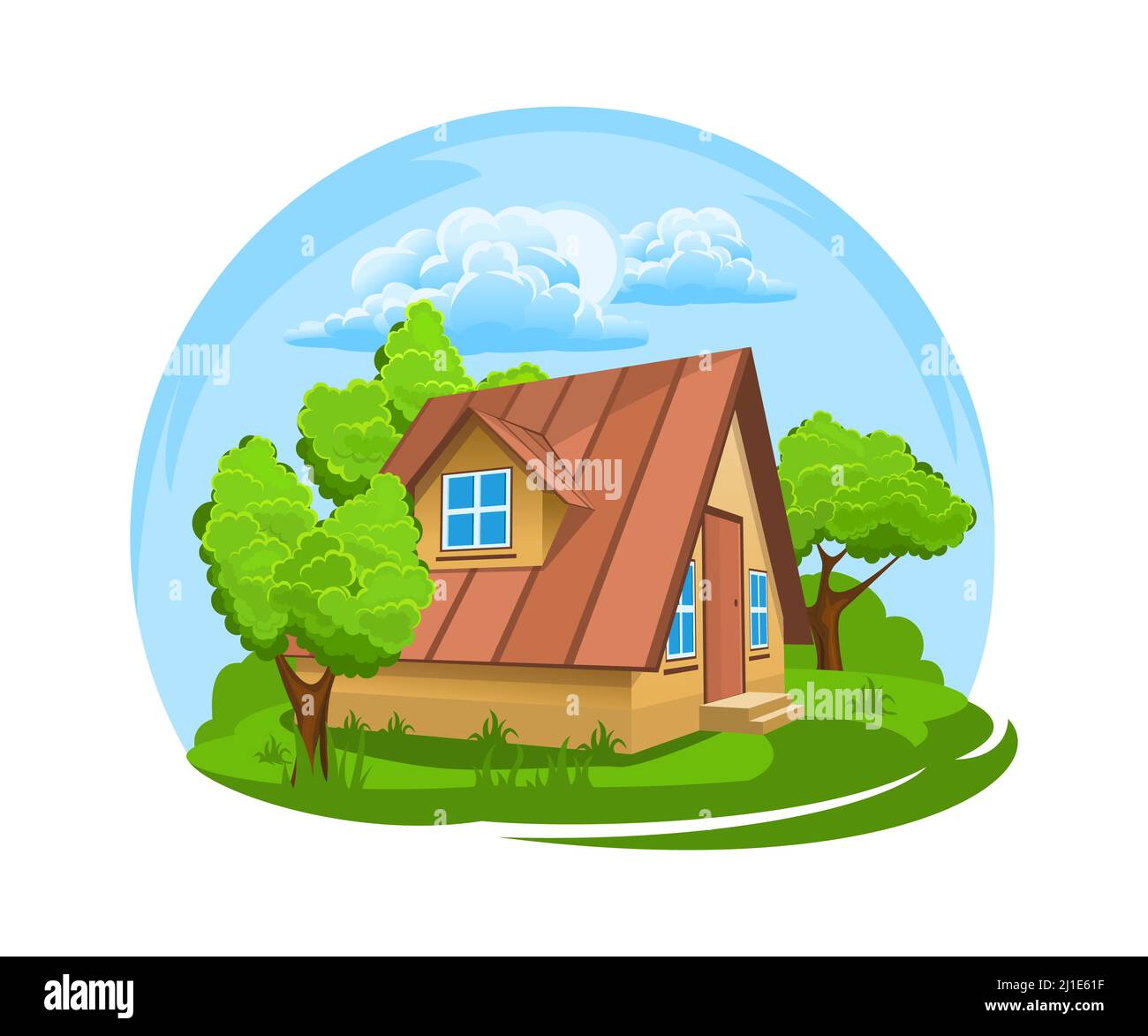 Summer landscape. House surrounded by trees Stock Vector Image & Art ...