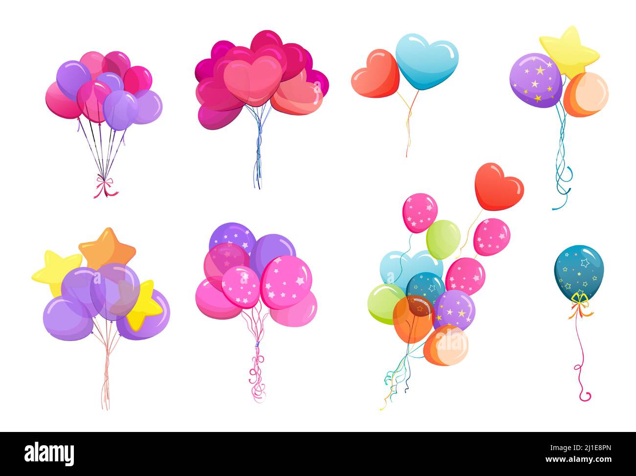 Bunch of Balloons on String Stock Vector - Illustration of together, pink:  174296729