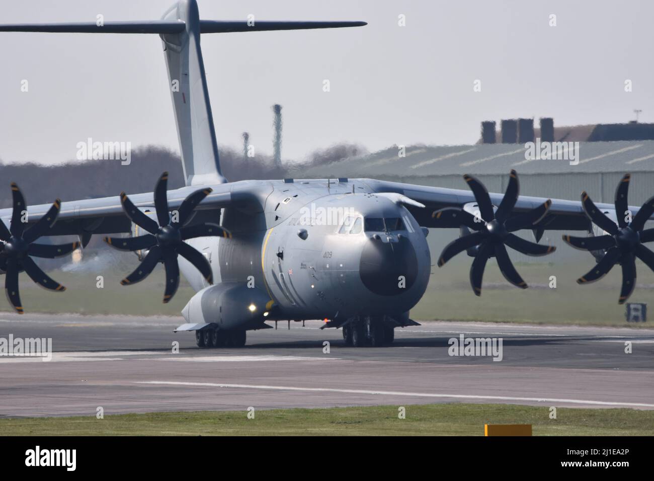 A Royal Air Force Airbus A400 on the runway about to take of from RAF ...
