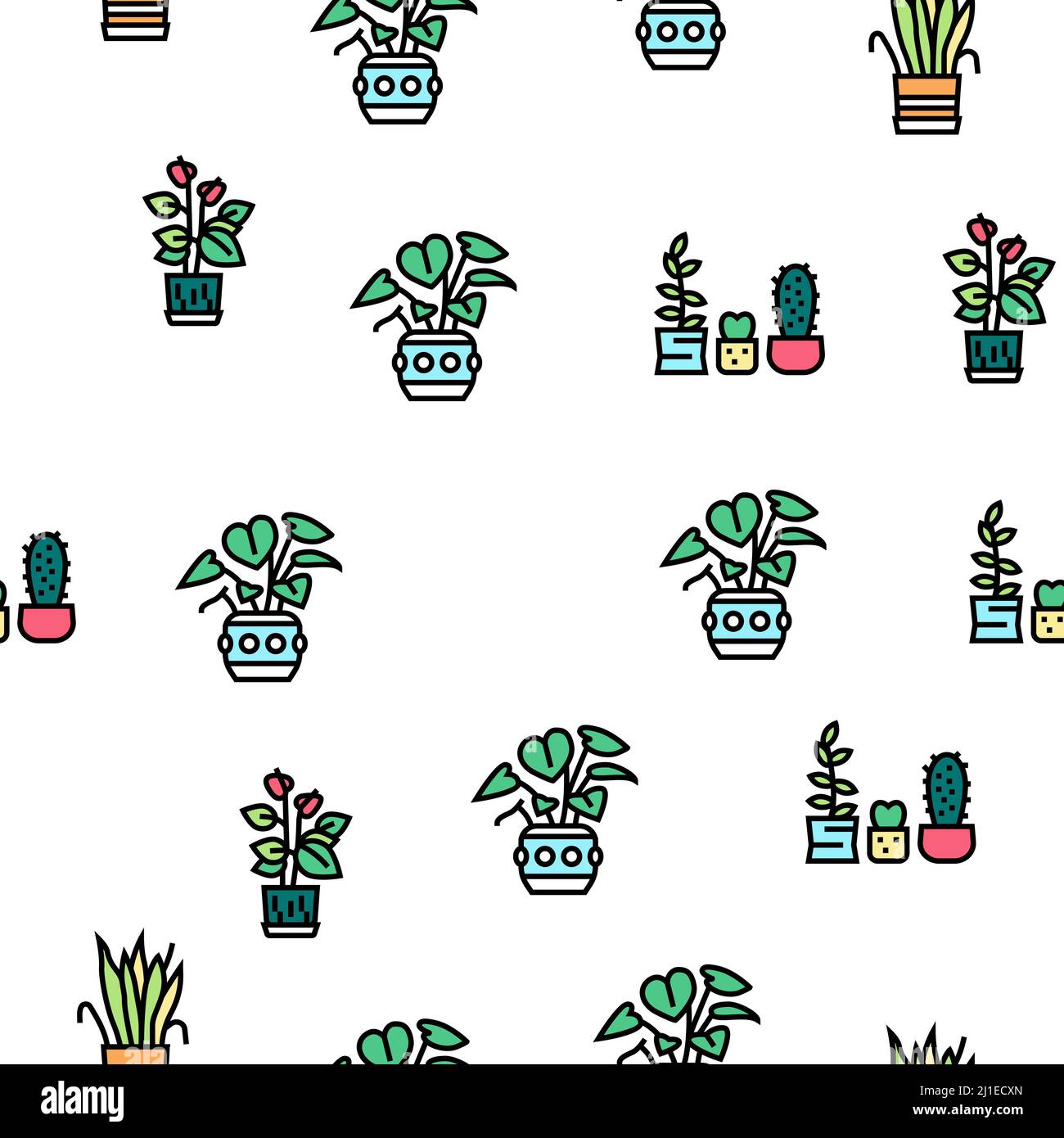 Houseplant Store Sale Vector Seamless Pattern Stock Vector Image & Art ...