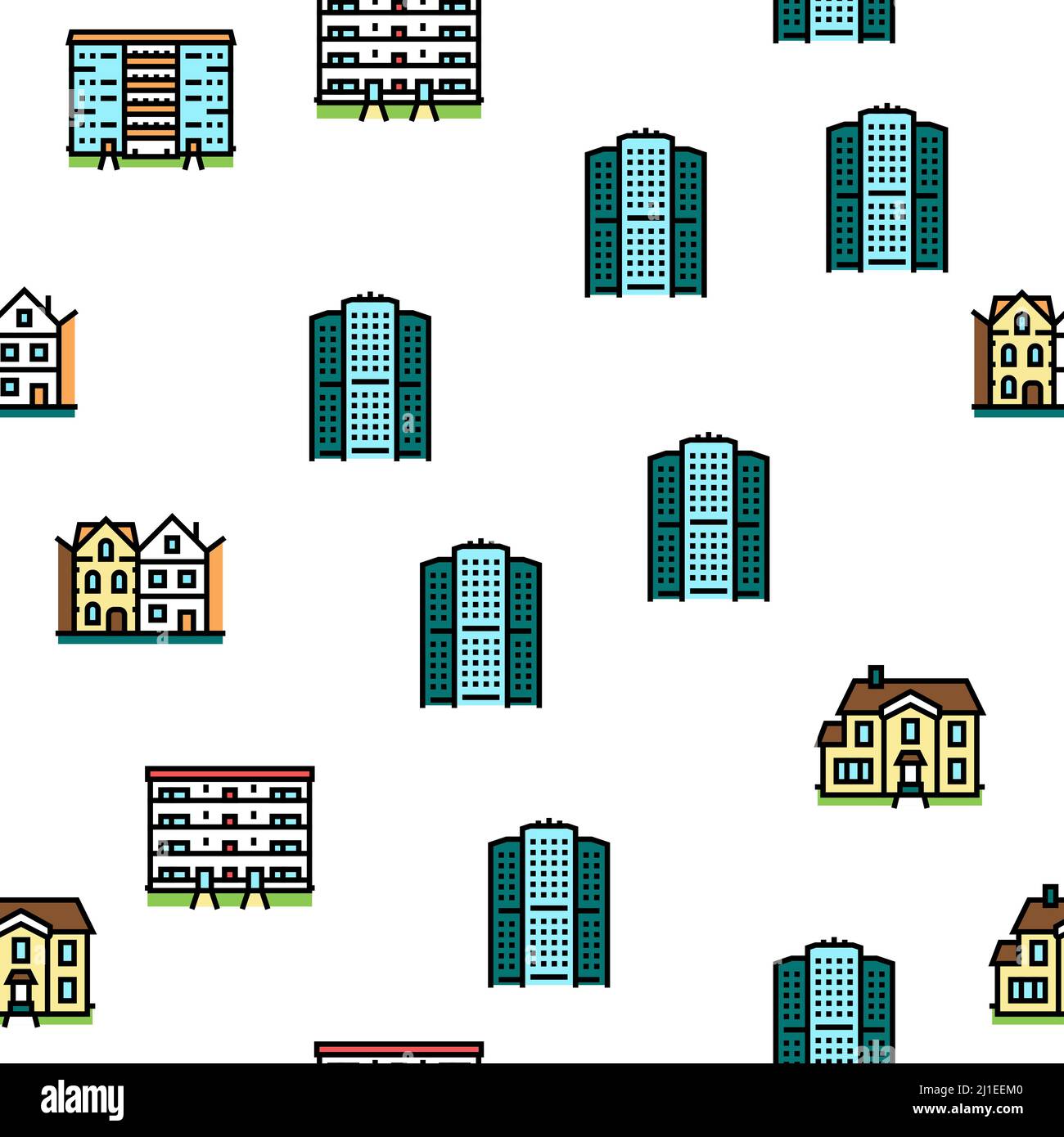 House Building Pattern House Constructions Vector Seamless Pattern Stock Vector Image & Art ...