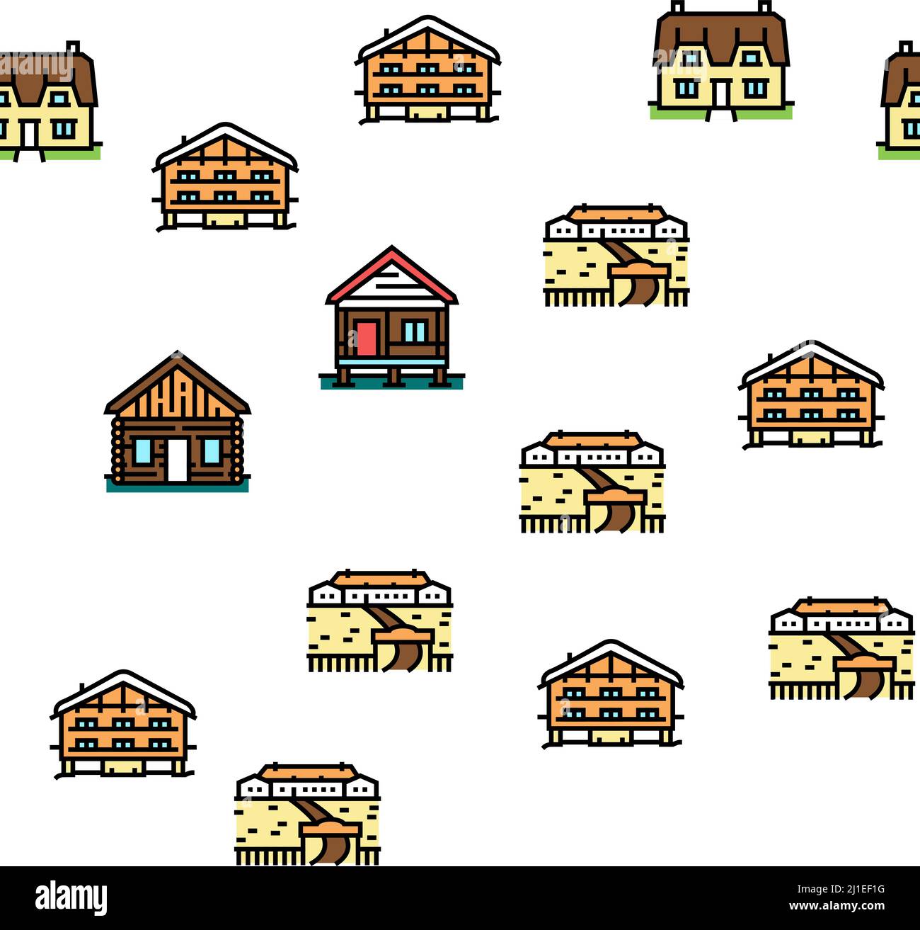 House Building Pattern House Constructions Vector Seamless Pattern Stock Vector Image & Art ...