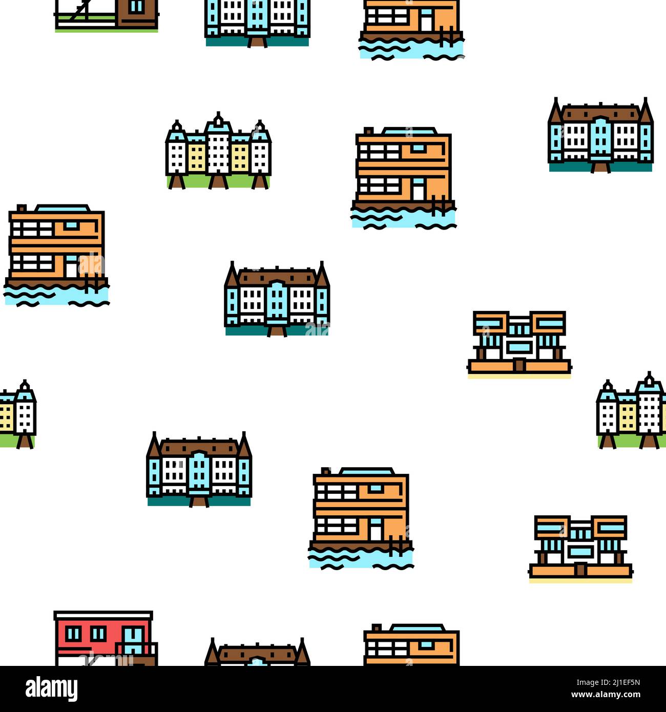 House Constructions Vector Seamless Pattern Stock Vector Image & Art ...