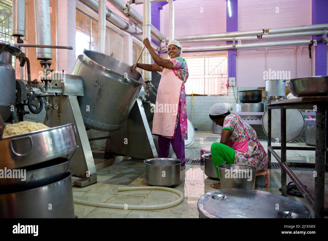 Auroville, India - August 2016: The Solar Kitchen provides more than 1000 meals every day for the residents of Auroville. Stock Photo