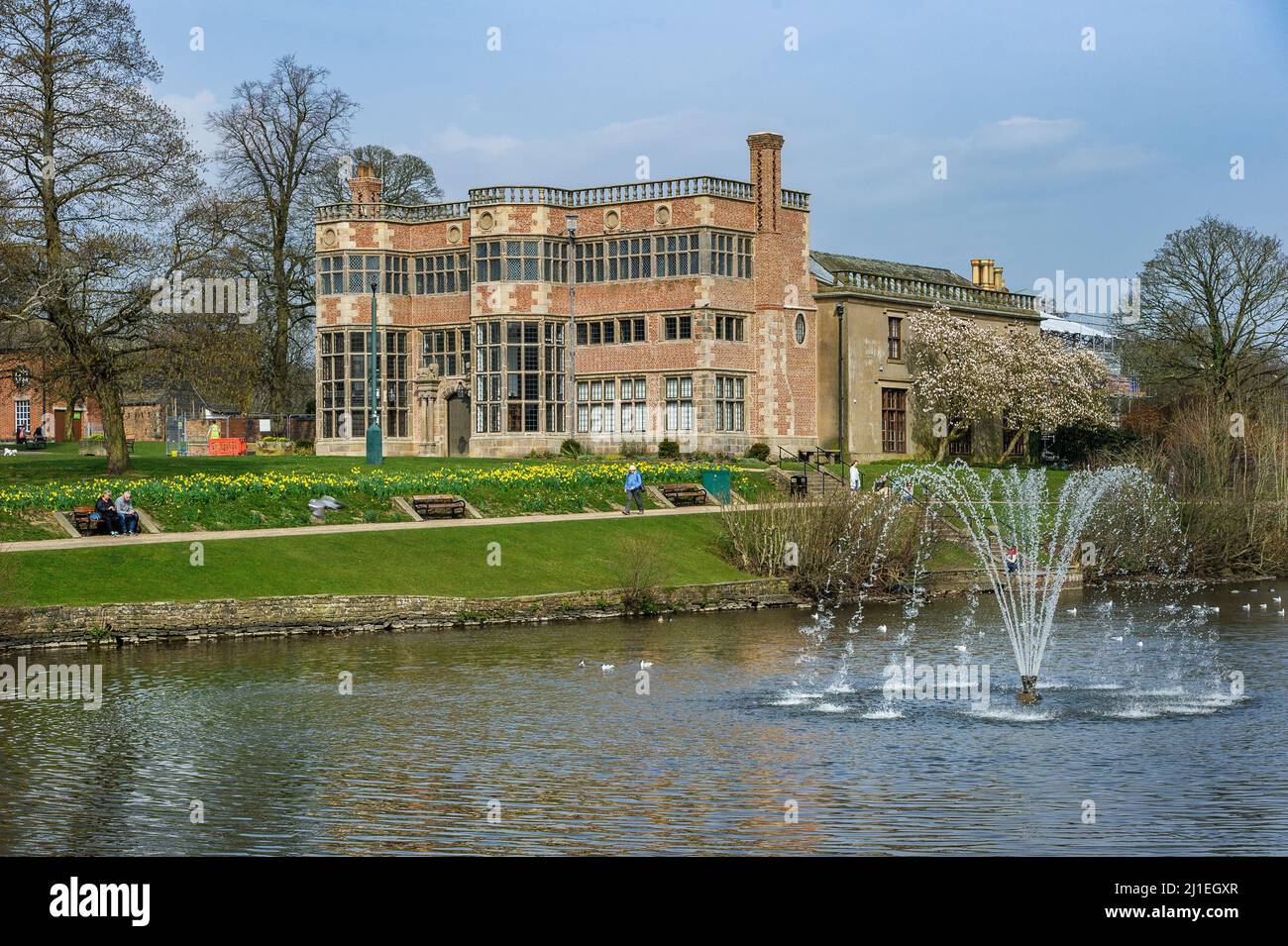 Astley Hall, Chorley in the spring sunshine. Picture by Paul Heyes, Tuesday March 22, 2022. Stock Photo