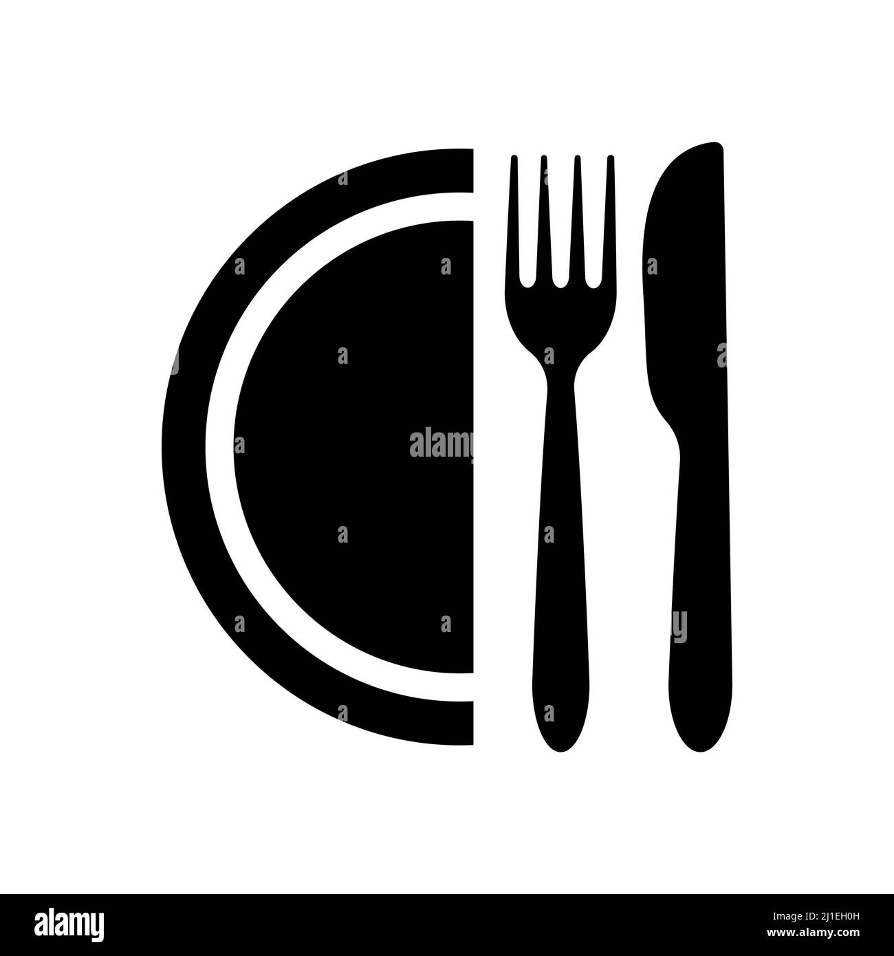 Cutlery plate fork knife icon abstract vector icon on the white, Illustration isolated for graphic and web design. Simple flat symbol. Stock Vector
