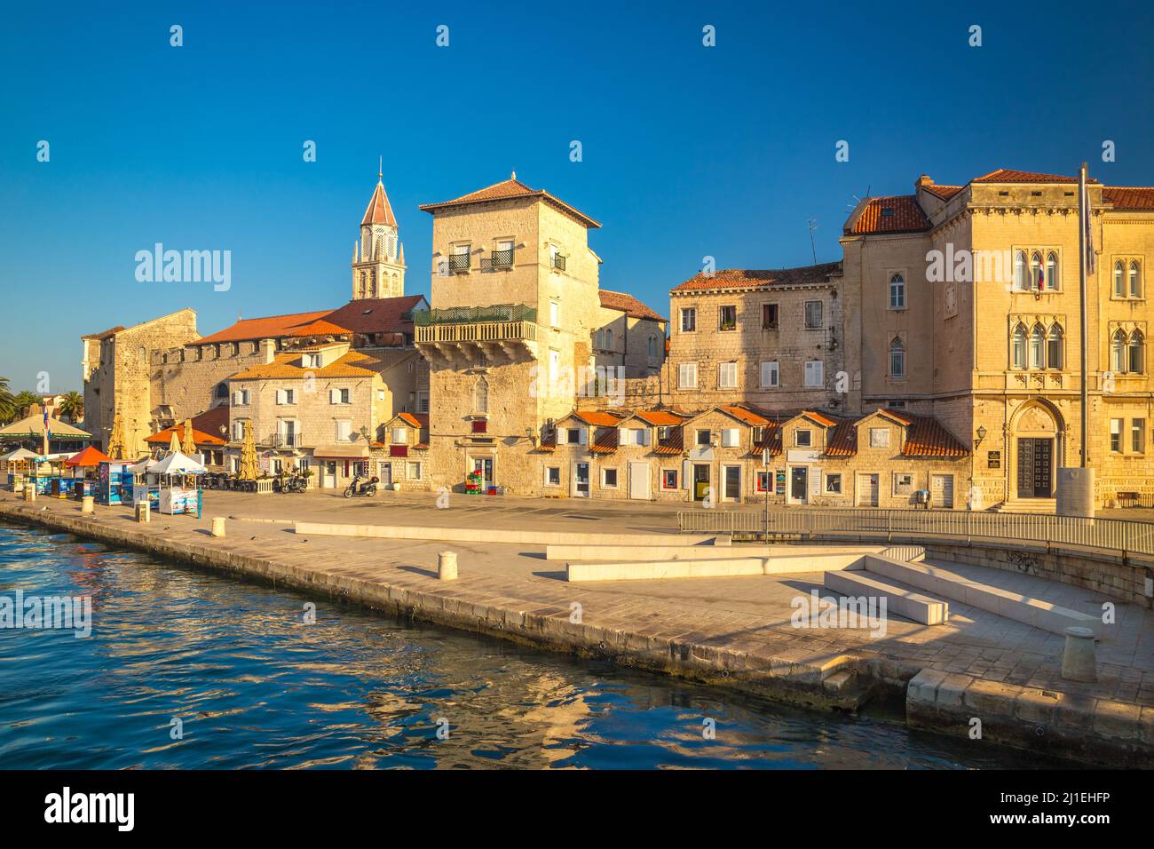 Waterfront with promenade in The Old town of Trogir, Croatia, Europe. Stock Photo