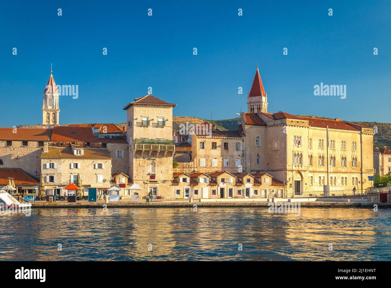 Waterfront with promenade in The Old town of Trogir, Croatia, Europe. Stock Photo