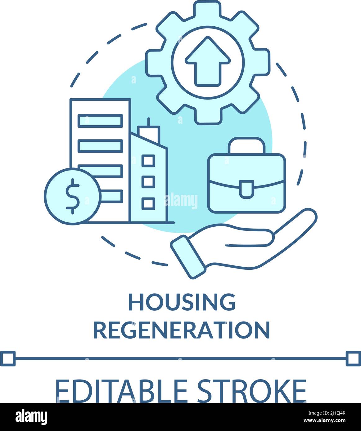 Housing regeneration turquoise concept icon Stock Vector