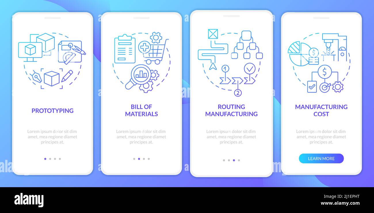 Manufacturing stages blue gradient onboarding mobile app screen Stock ...