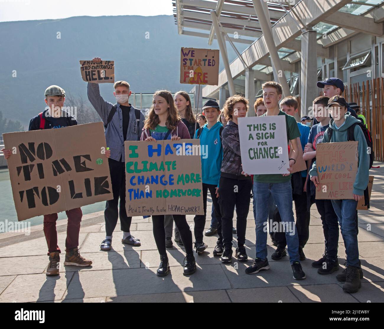 Scottish Parliament, Edinburgh Scotland, UK. 25th Mar, 2022. Friday's for  Future, climate strike demonstration march to City Chambers. Credit:  Archwhite/alamy live news Stock Photo - Alamy