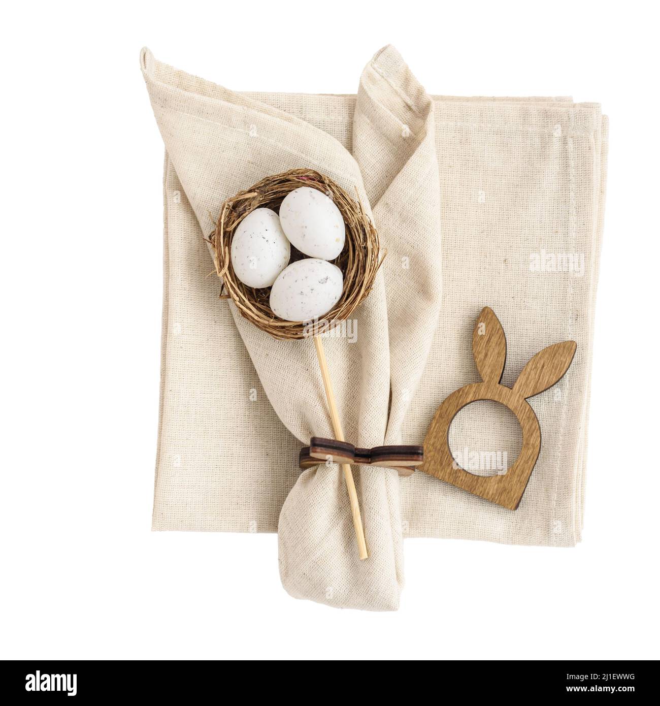 Easter table decorations napkin Stock Photo