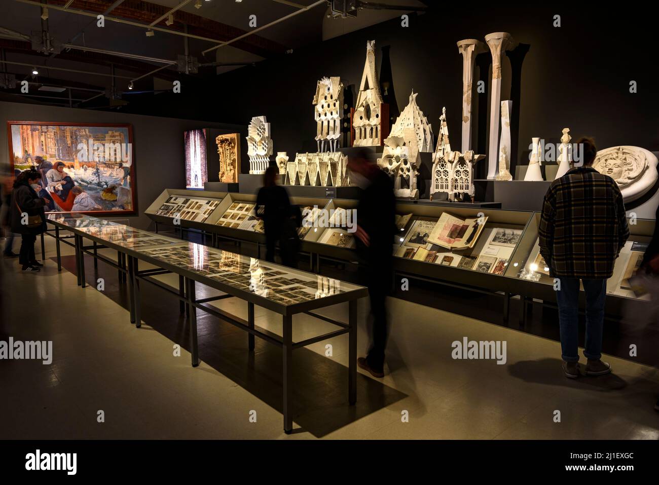 Original fragments of molds and models of the Sagrada Familia in the Gaudí exhibition at the MNAC museum in 2021 (Barcelona, Catalonia, Spain) Stock Photo