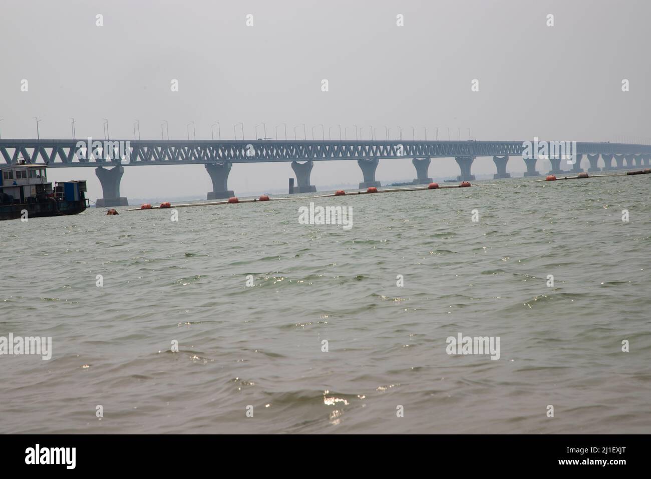 Padma Multipurpose Bridge at Padma river in Bangladesh. Padma River landscape view. Padma Setu Stock Photo