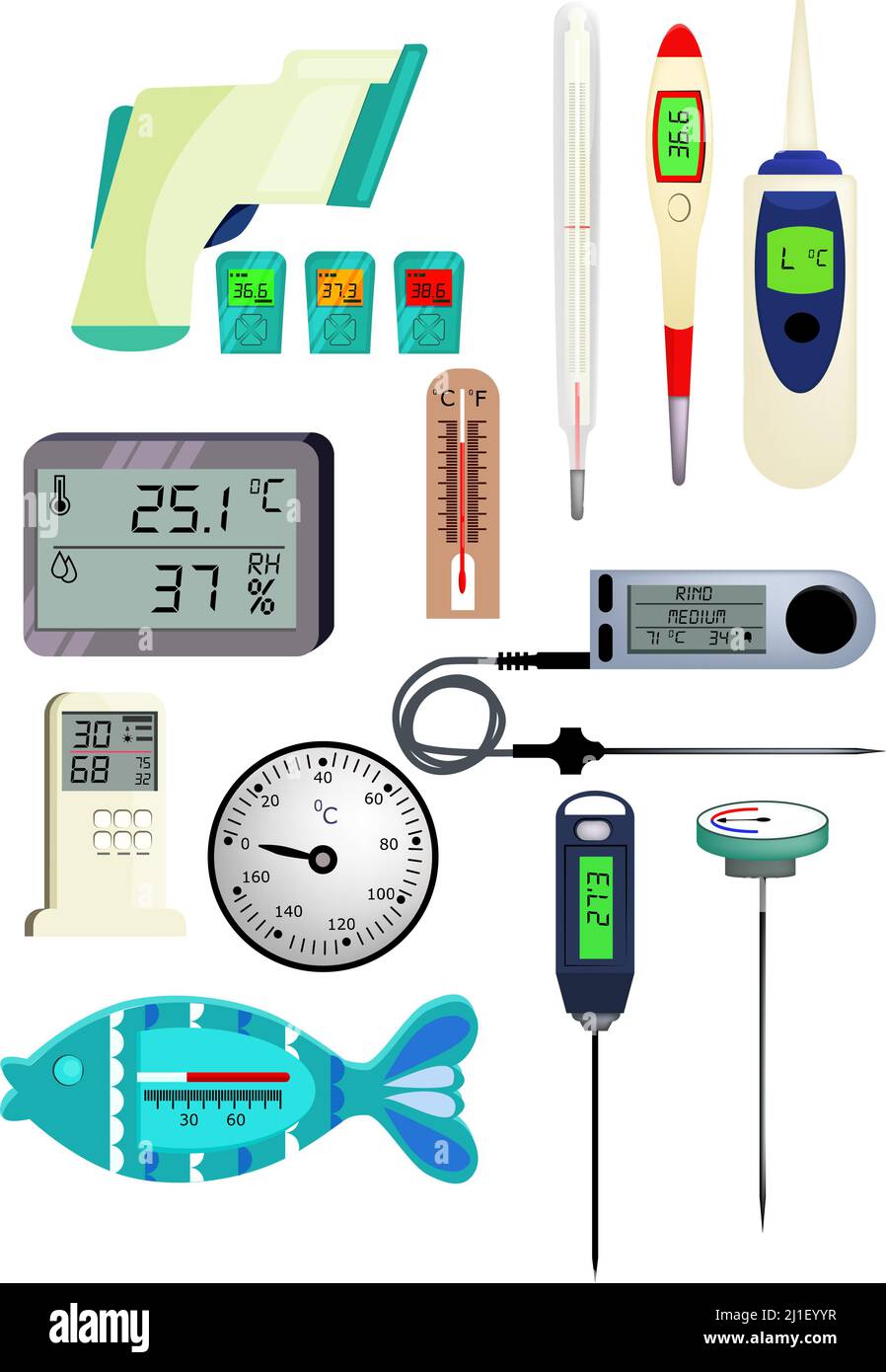 Thermometer icon set. Set of line icons. Temperature, air pressure ...