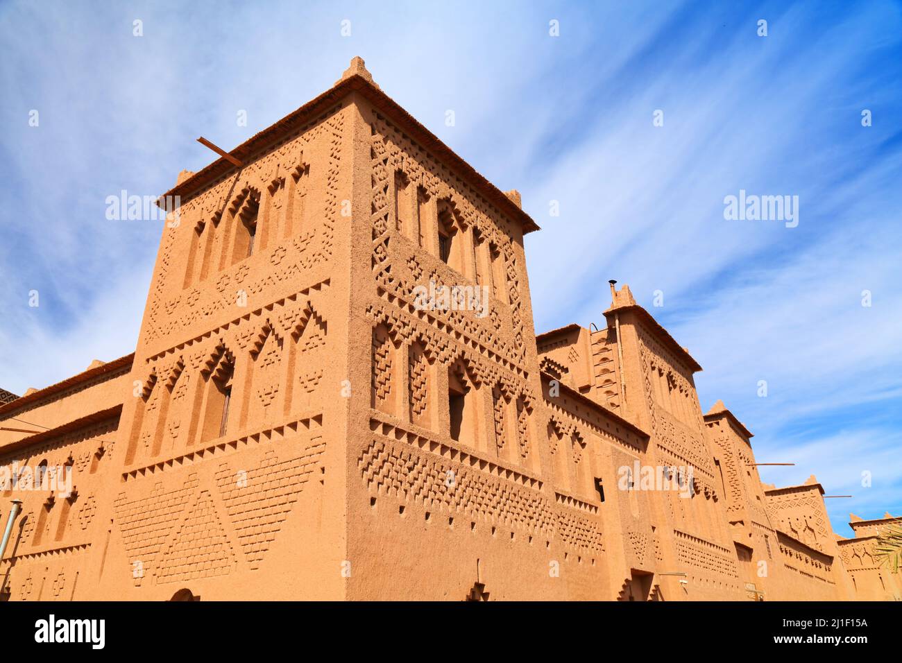 Kasbah Amridil. Fortified residence in Morocco made of mudbrick. Skoura oasis landmark. Stock Photo