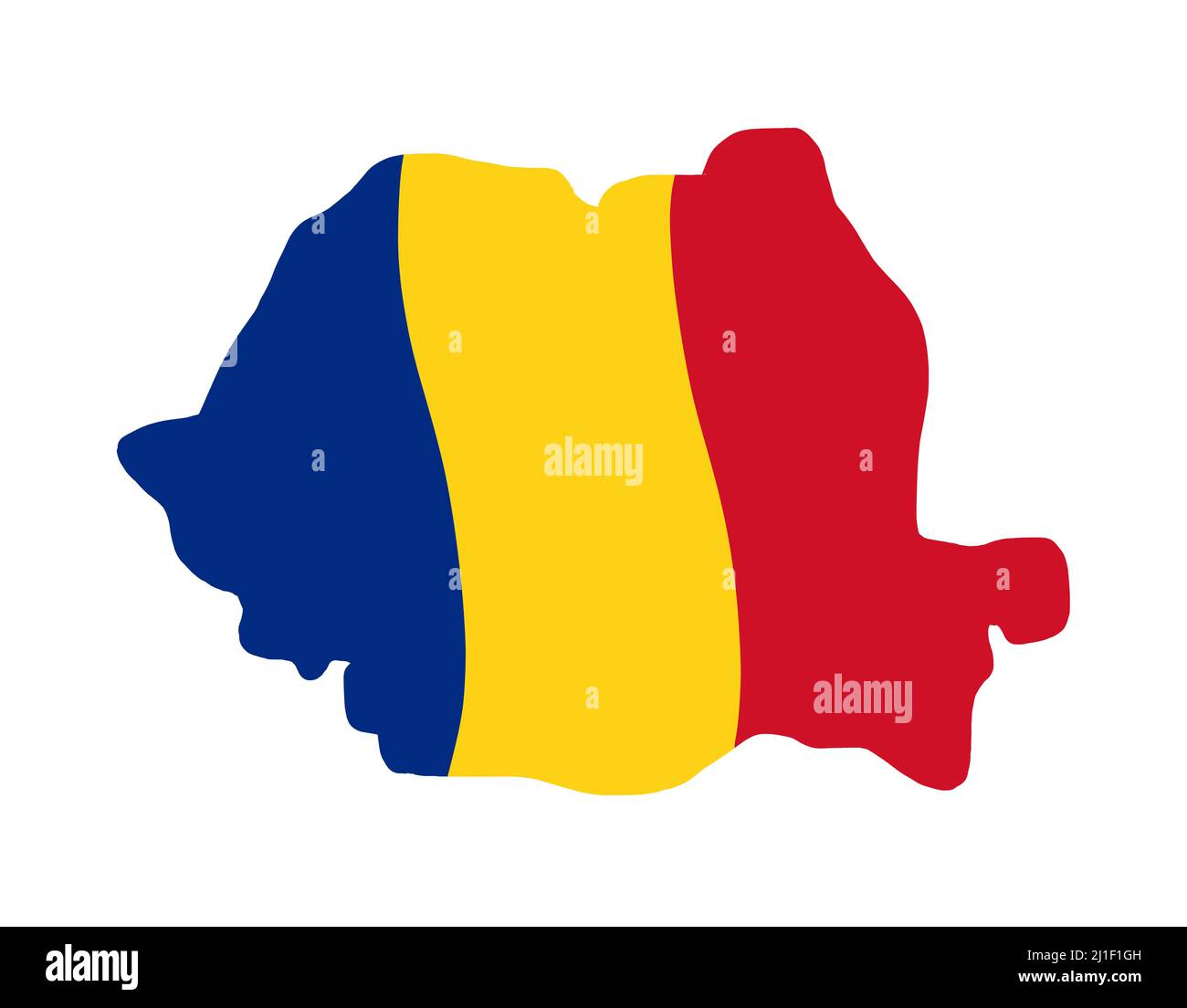 Romania map with national flag colors. Cute simple hand-drawn map. Stock Vector