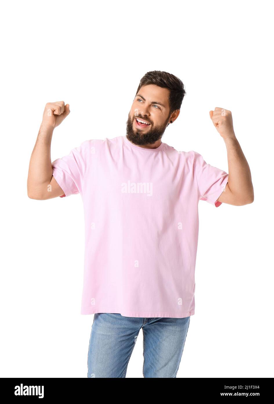 Man in pink t shirt hi-res stock photography and images - Alamy