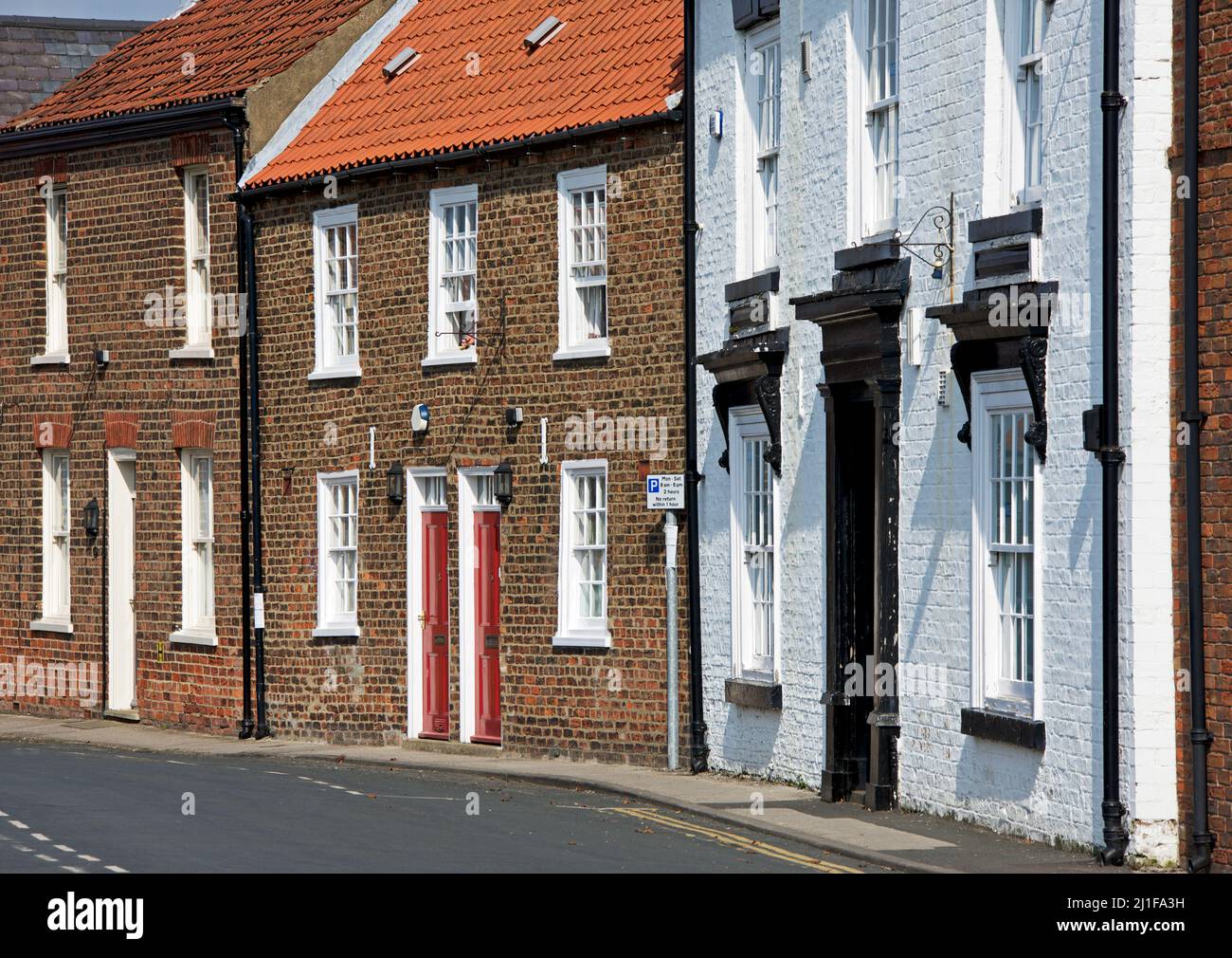 Terraced houses on Market Hill, Hedon, East Yorkshire, England UK Stock