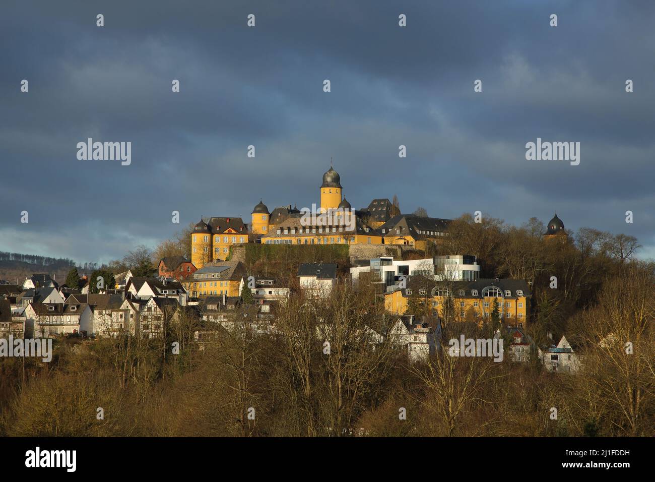 View of Montabaur with Castle, Rhineland-Palatinate, Germany Stock Photo