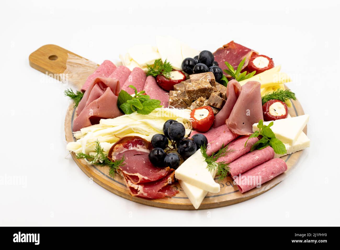 Cold Smoked Meat Plate, antipasto set platter wooden plate. Antipasto