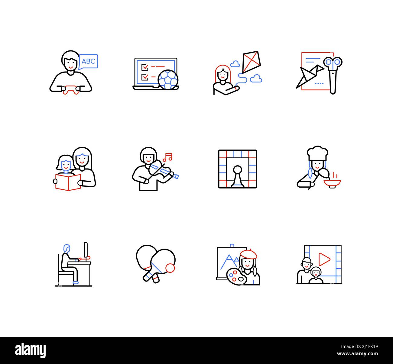 Hobbies and entertainment - line design style icons Stock Vector Image ...