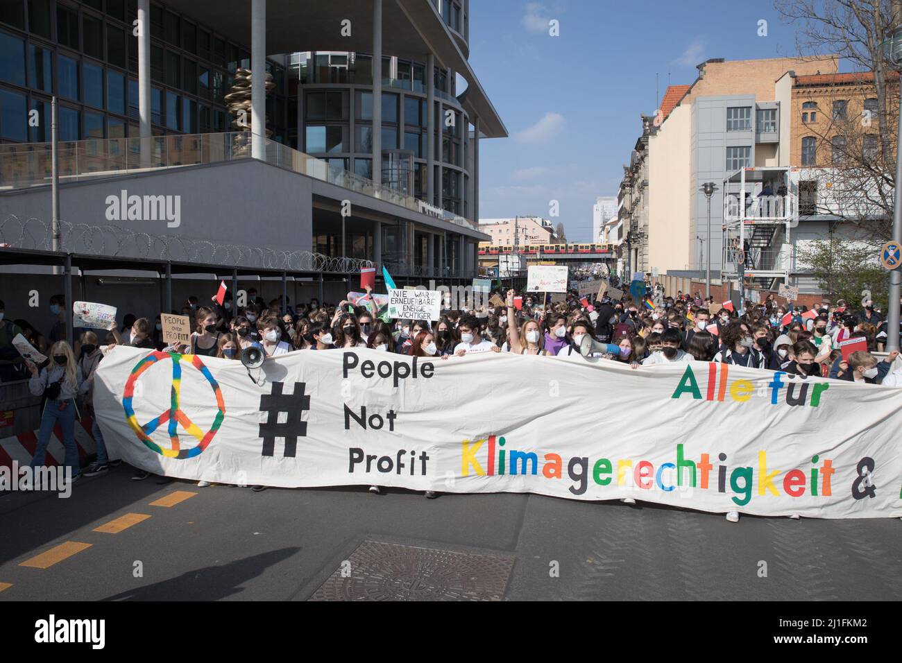 Berlin, Germany. 25th Mar, 2022. Protesters took to the streets in Berlin on March 25, 2022, to call for urgent action on climate change. The colorful climate demonstration in Berlin brought out protesters of all ages. The Fridays for Future climate movement calls attention to the current Russian war in Ukraine. (Credit Image: © Michael Kuenne/PRESSCOV via ZUMA Press Wire) Stock Photo