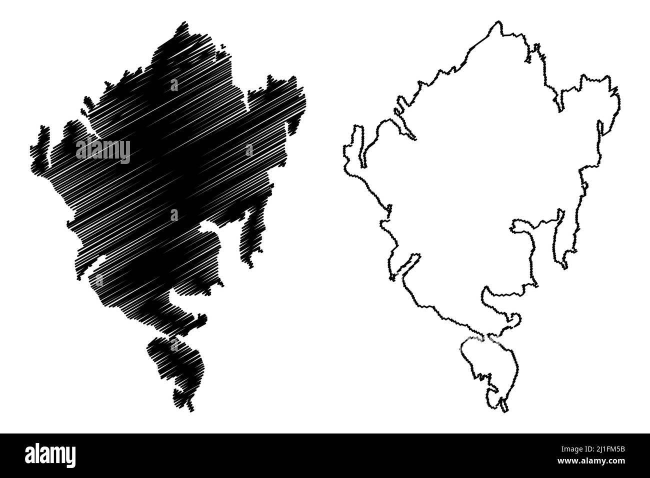 Larsmo island (Republic of Finland) map vector illustration, scribble sketch Luoto map Stock Vector