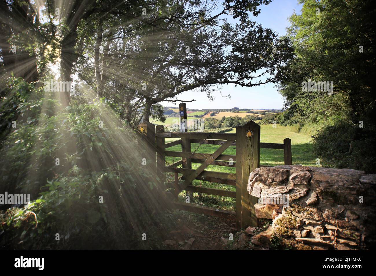 Gates to part of a  public footpath that run's from Torbay to Totnes in the South Hams area of South Devon,Southwest England. Stock Photo