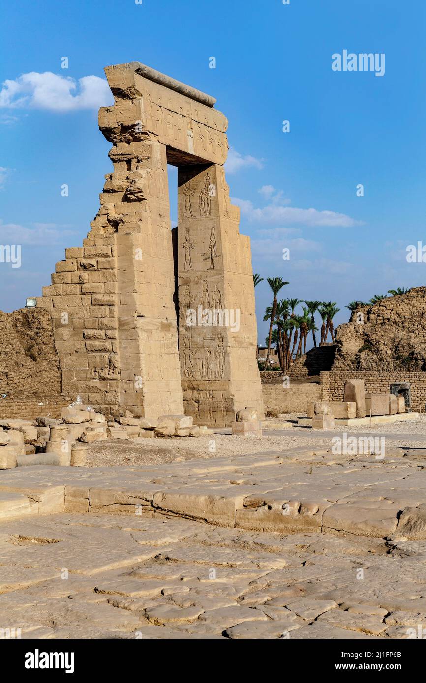 Gate of Domitian and Trajan, entrance arch to Dendera Stock Photo