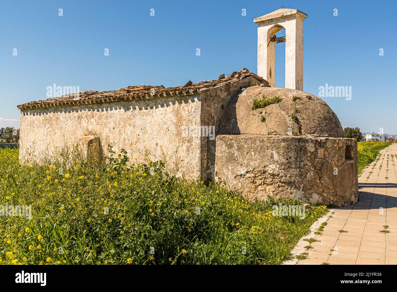 Abandoned Greek Orthodox Church in Yeni Boğaziçi, Turkish Republic of Northern Cyprus (TRNC) Stock Photo