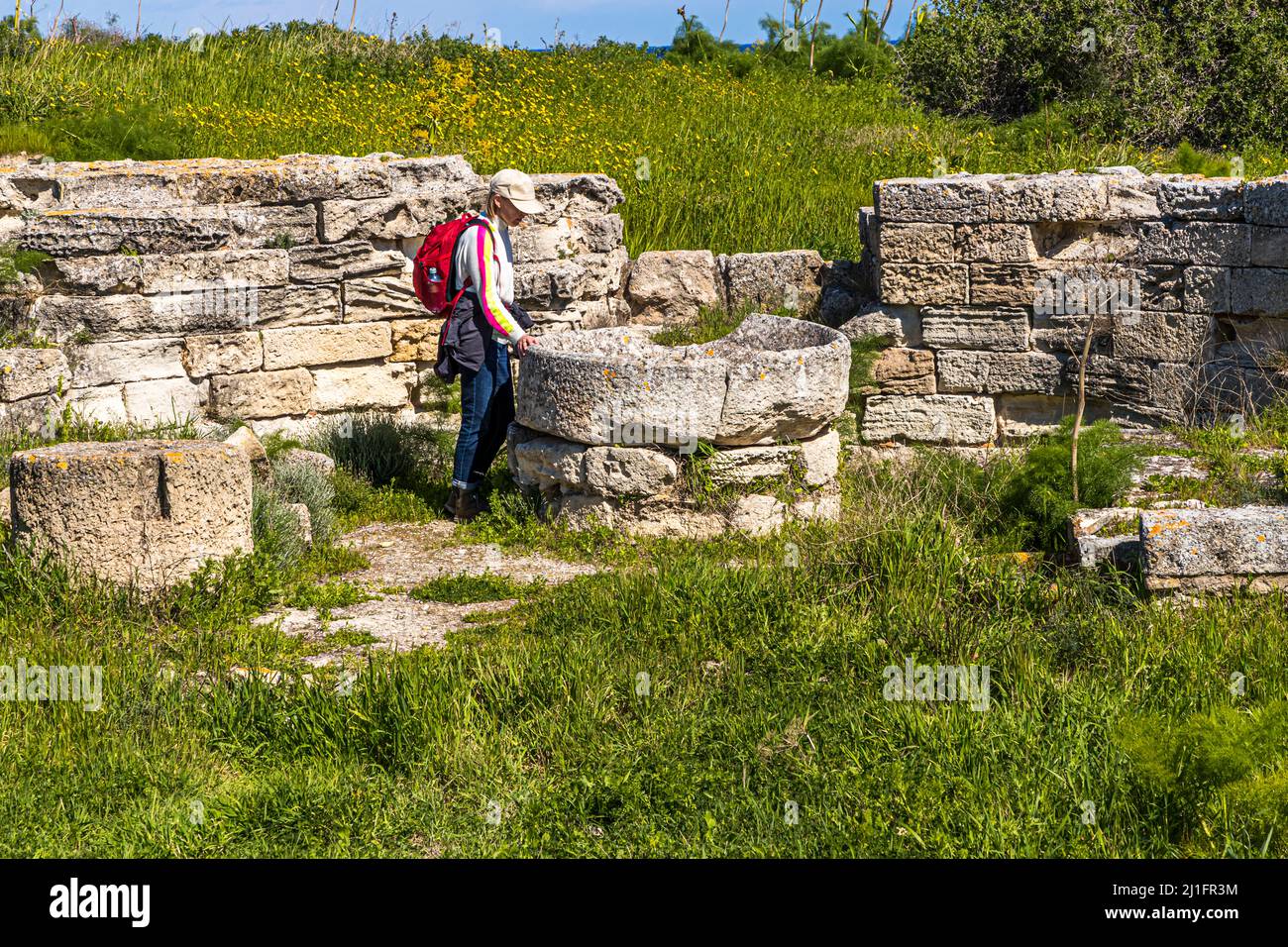 Old oil mill in the ruins of Salamis near Yeni Boğaziçi, Turkish Republic of Northern Cyprus (TRNC) Stock Photo