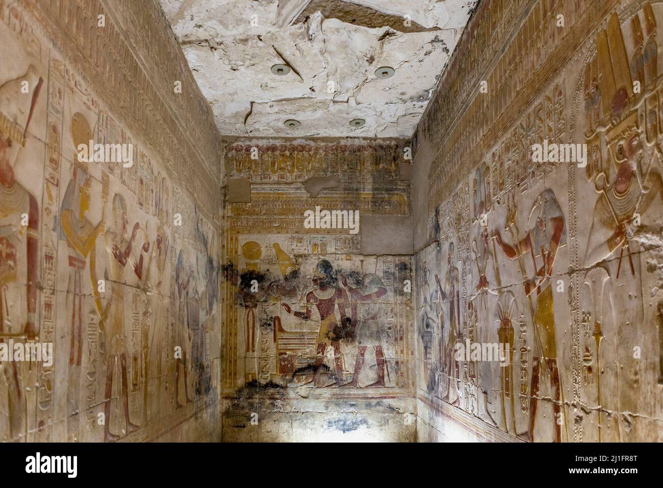 Chapel of Osiris in the Great Temple of Abydos, Egypt Stock Photo