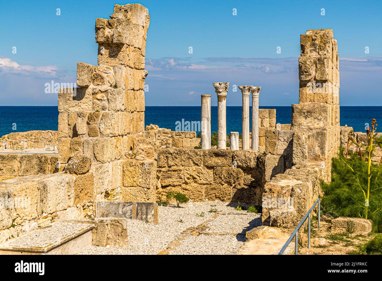 Salamis ruins in Yeni Boğaziçi, Turkish Republic of Northern Cyprus (TRNC) Stock Photo