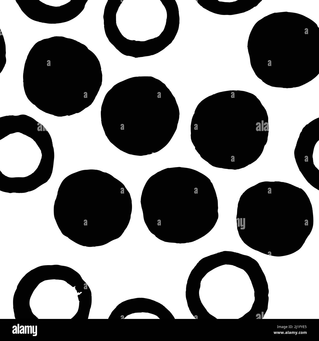 Seamless pattern with dots circles. Black stains on white background. Stock Vector
